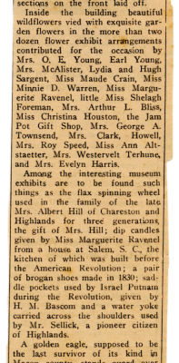 Newspaper story from 1941 noting the gift of the raven - detail