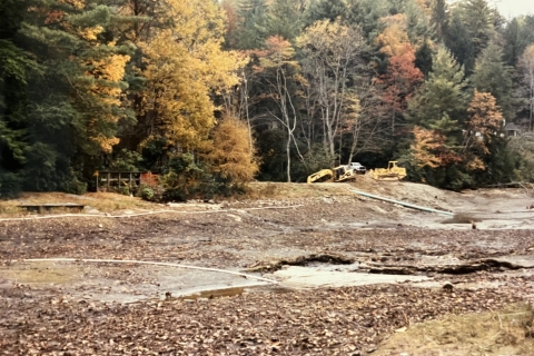 Lindenwood Lake drained for dam repair, fall 1997 Lindenwood Lake drained for dam repair, fall 1997