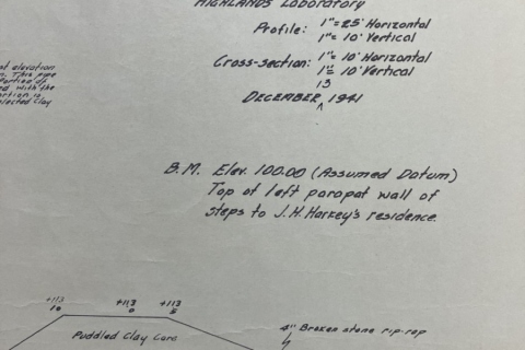 Dam Cross Section for reconstruction, December 1941 Dam Cross Section for reconstruction, December 1941