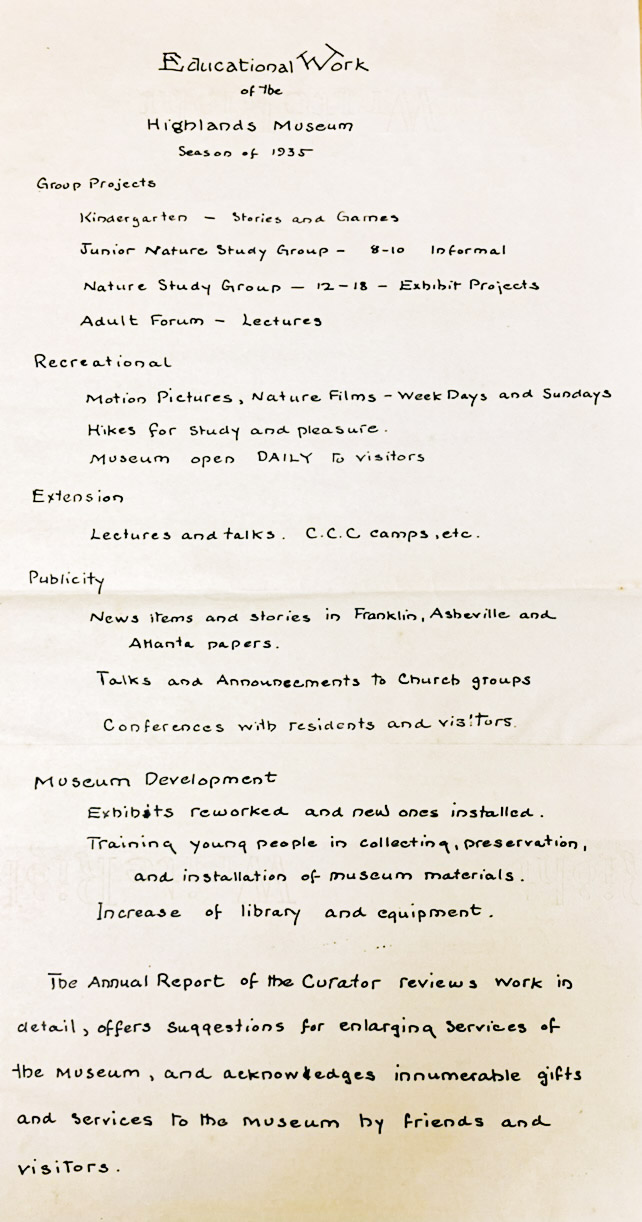 Nature Films and Public Education at the Highlands Museum, 1935