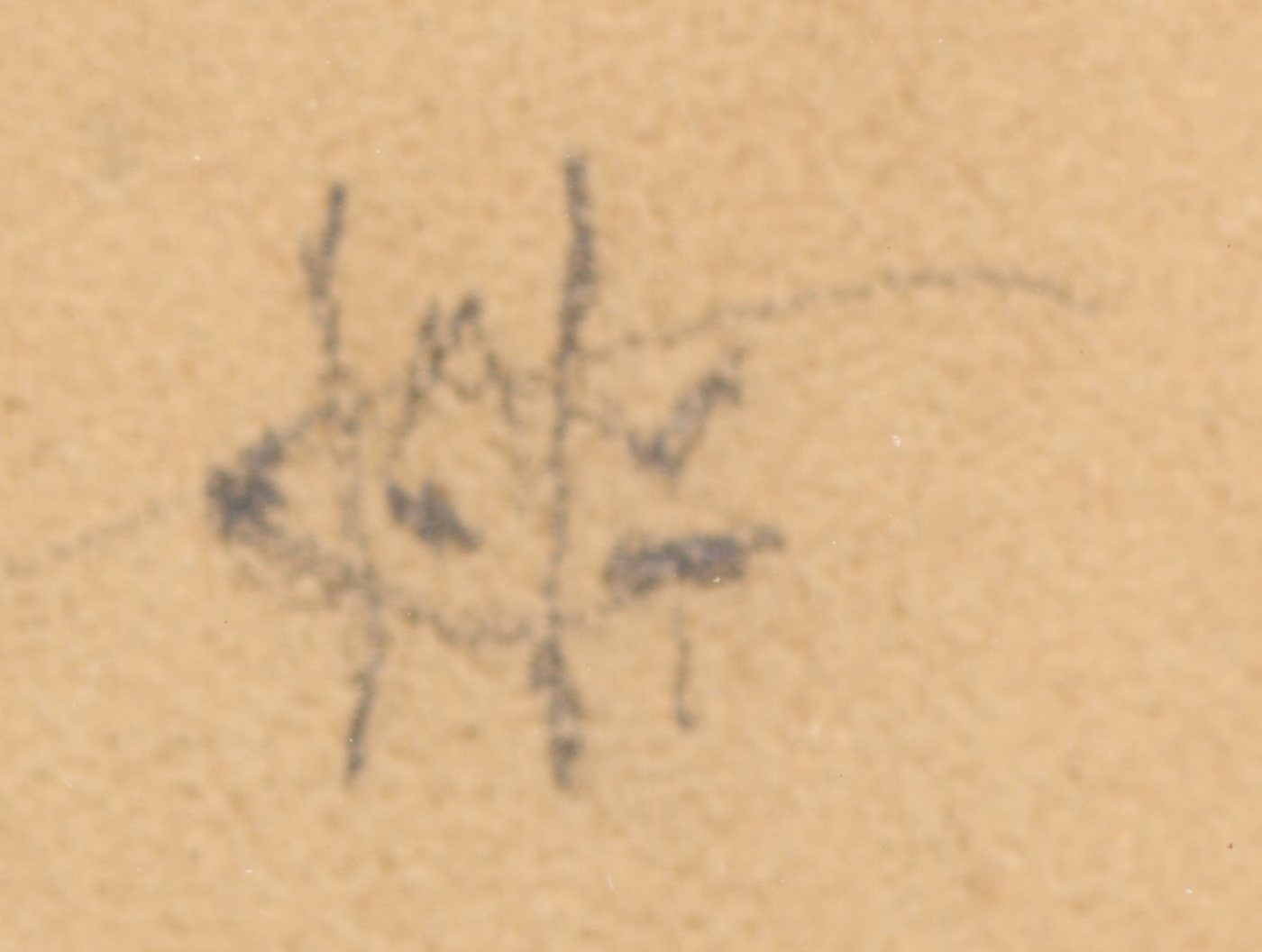 Close-up of Gibson’s penciled WHG monogram on the watercolor