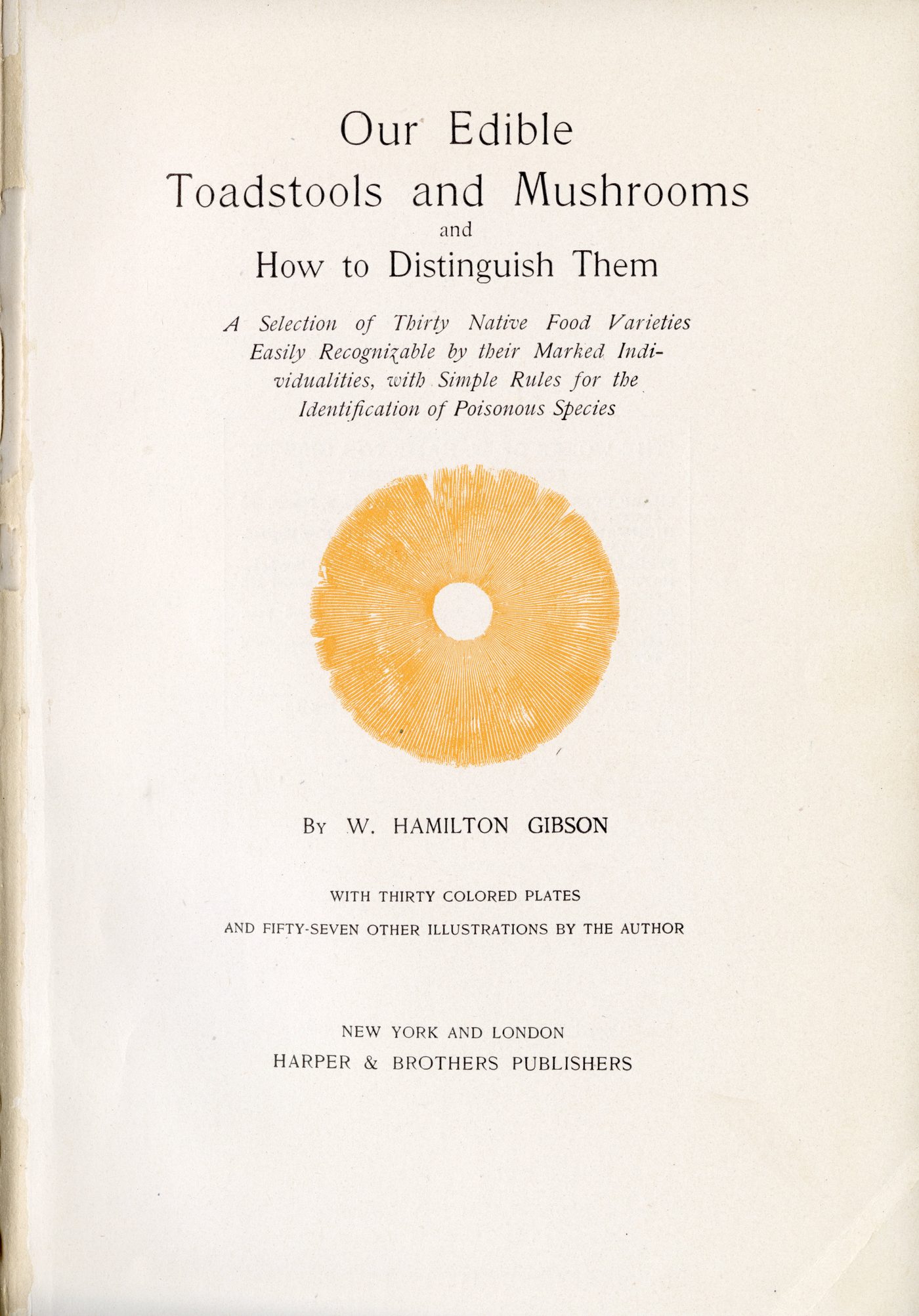 Title page of the 1895 edition, with an orange spore print at its center