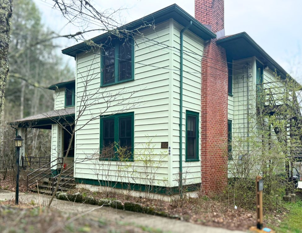 Valentine House, a two-story wood-frame house built in 1881 on the HBS campus